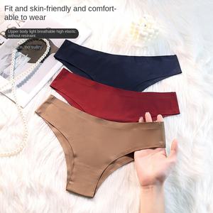 Wholesale Seamless Panties Women <b>Sexy</b> Underwear Ice Silk Underpants G-string Female Soft Solid Ultra-thin Briefs - Product Image 3