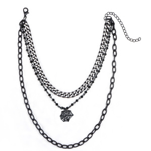Collar de moda en capas con colgante de telaraña de aleación de zinc negro, accesorio de fiesta para mujer, diseño geométrico multicapa - Product Image 5