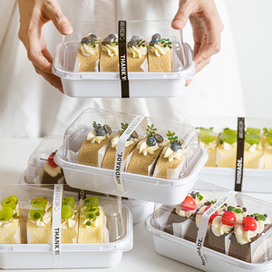 กล่องเค้กโรลแฟนซีภาชนะใส่โดนัทและเบเกอรี่ทรงสี่เหลี่ยมสีขาวสำหรับกล่องเค้กแซนวิชพร้อมช่อง - Product Image 1