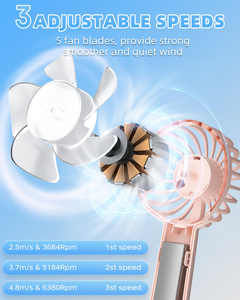 Rechargeable 3-Speed <b>USB</b> <b>Mini</b> Handheld <b>Fan</b> with 300mAh Battery for Eyelash Extensions and Outdoor Use - Product Image 3