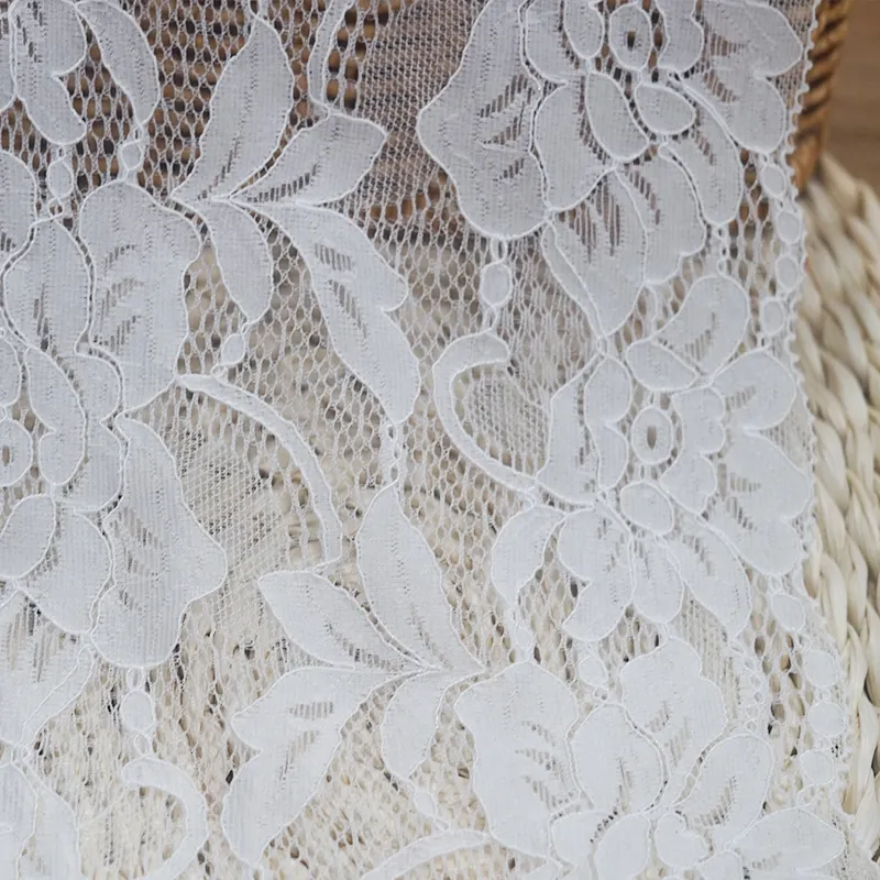 Custom stretchy lace wedding dresses 18cm elastane floral lace trim for lingerie