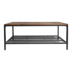 Table basse en bois avec structure métallique et étagère inférieure pour salon et chambre - Product Image 4