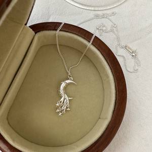 S925 argent Sterling Style coréen étoile lune flux clavicule chaîne Simple collier avec conception de niche en gros pendentifs fins breloques - Product Image 1