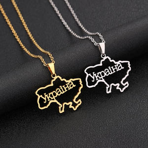 2024 carte <span class=keywords><strong>du</strong></span> <span class=keywords><strong>monde</strong></span> collier en acier inoxydable pendentif collier ukrainien Continents clavicule charme jour de la terre cadeau pour la vente en gros - Product Image 2