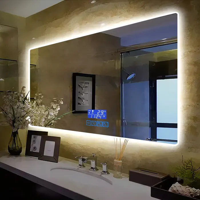 Espejo светодиодное умное зеркало для макияжа в ванной с сенсорным экраном и противотуманным светодиодным зеркалом для апартаментов, отелей, проектных зеркал для ванной