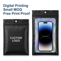 Bolsa de Embalaje al por Menor con Cierre Zip, Impresión Digital Personalizada, Mate, de Mylar, Reutilizable, para Protector de Pantalla de Teléfono, Sin Costo de Placa