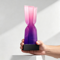 Trophée en cristal dégradé personnalisé en forme de sablier créatif, pour récompenses de réunions annuelles d'entreprise et médailles d'honneur