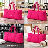 Sac de sport personnalisé extra large en toile épaisse avec poignées longues en sangle, idéal pour le Pilates, le yoga et le fitness, avec poche intérieure