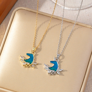 Collane di moda Bling Choker con chiaro Zirconia cubica delicate rame smalto unicorno collana per ragazza - Product Image 1