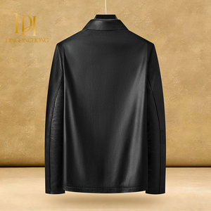 Manteau d'hiver en cuir véritable pour <span class=keywords><strong>homme</strong></span>, grande taille, avec revers, doublure en duvet, en cuir de vachette pleine fleur, coupe-vent et chaud - Product Image 3