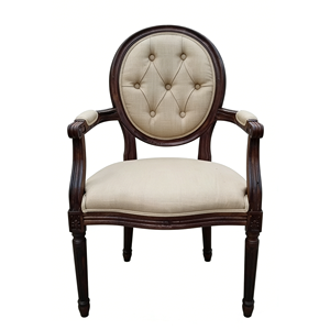<span class=keywords><strong>Fauteuil</strong></span> d'appoint capitonné à dossier rond de style provincial français - Product Image 2