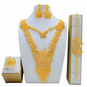Conjunto de joyería nupcial africana de moda de lujo, conjunto de joyería de oro de Dubái para boda moderna de Oro africano de 24K para mujer - Product Image 4