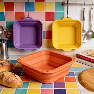 Panier de levage carré en silicone antiadhésif personnalisé avec logo pour la cuisson à domicile, compatible lave-vaisselle et four - Product Image 1
