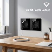 Enchufe de Pared Inteligente Doble Schuko Alemán con Panel de Vidrio Wifi Tuya Google, Tomacorriente de 16A con Puertos de Carga USB-A y Tipo-C