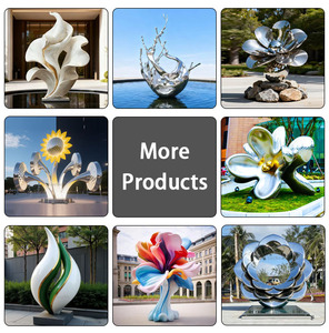 ประติมากรรมดอกบัวโลหะสแตนเลสขนาดใหญ่ ดีไซน์ทันสมัย คุณภาพสูง - Product Image 4