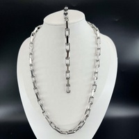 Nouveau Collier Chaîne Cubaine Hip-Hop en Acier Inoxydable Épais avec Lettres Géométriques Carrées Personnalisées sur Mesure, Argent et Or 18K