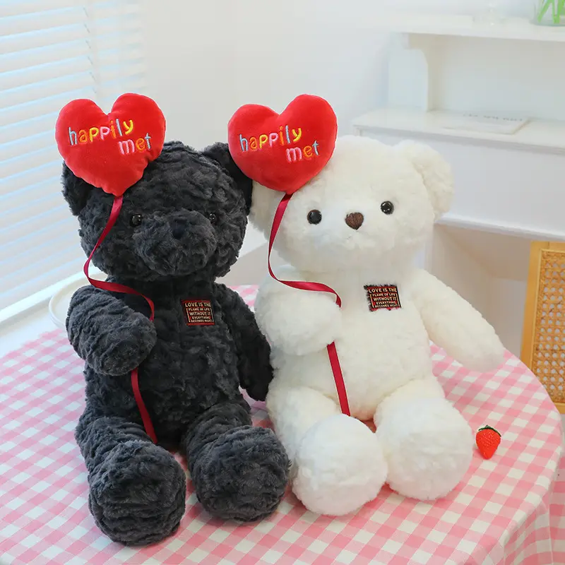 Wholesale Love Heart Balloon Bear Plush Toys Filled Bear Valentine's Day Gift Red Heart Hug Teddy Bear Stuffed Animal Kids Doll