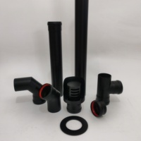 Tuyau d'échappement pour poêle à granulés noir, raccord en T à 90 degrés avec bouchon, 80 mm/3 pouces