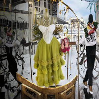 Ensemble deux pièces pour femme avec logo personnalisé, corset irrégulier, jupe longue à volants superposés, streetwear décontracté d'été