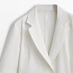 Automne <span class=keywords><strong>femme</strong></span> blanc Blazer revers <span class=keywords><strong>grande</strong></span> <span class=keywords><strong>taille</strong></span> femmes <span class=keywords><strong>veste</strong></span> bureau porter dame mode <span class=keywords><strong>femme</strong></span> surdimensionné respirant lin <span class=keywords><strong>veste</strong></span> - Product Image 4