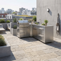 Cuisine extérieure en acier inoxydable OEM ODM, résistante aux chocs, design moderne, au toucher frais, pour patio