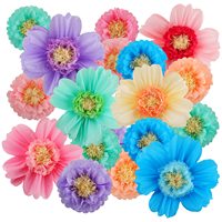 12 buah bunga kertas tisu warna-warni besar 20 "bunga kertas warna antik Fiesta raksasa buatan tangan