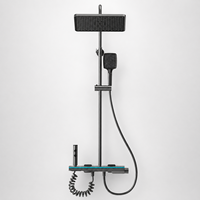 Ensemble de douche mural thermostatique en laiton de haute qualité avec affichage numérique moderne, éclairage LED et 4 fonctions, pour une pluie douce