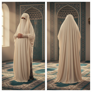 Khimar blanc long islamique pour femmes, en jersey polyester, abaya décontractée pour adultes, Moyen-Orient, tailles PK XS XL, 22 pièces, JK-02 - Product Image 3
