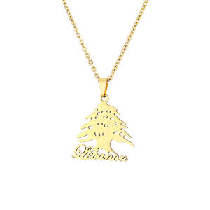 HY Collier pendentif en cuivre avec emblème national <span class=keywords><strong>du</strong></span> <span class=keywords><strong>Liban</strong></span> et diamant, style sportif et tendance, chaîne en bambou, unisexe, pour couple, Yiwu, en promotion - Product Image 5