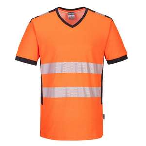 PORTWEST - PW310OBRS PW3 High visibility <b>orange</b>/black V-neck T-shirt - EAN 5036108349739 <b>HI</b>-<b>VIS</b> WORKWEAR - Product Image 1