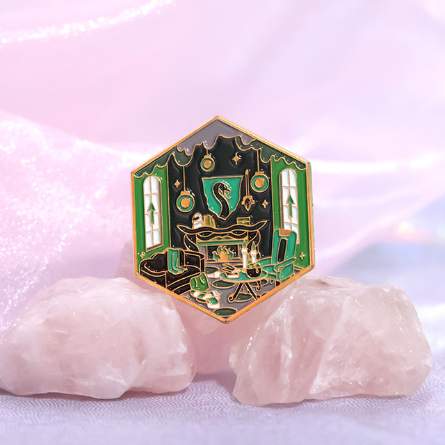 Custom New Movie Merchandise Creative Magic Academy Room-Shaped Alloy Brooch, Personalized Enamel Badge, Fan Gift