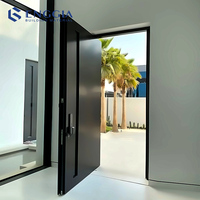 Porte pivotante extérieure en acier inoxydable lourd à moteur automatique, panneau en pierre haute, porte pivotante de villa