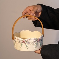 Corbeille à fruits Lelyi de luxe en porcelaine, écologique, portable, style vintage français, Feng Shui, pour la maison et le salon
