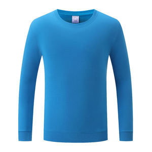 Sudadera de Cuello Redondo, Color Sólido, Fibra de Poliéster, Manga Larga, Uso Diario, Azul - Product Image 1