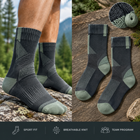 Chaussettes de sport en coton et élasthanne, performance, amorti, coupe mi-mollet, couleur anthracite et vert sauge, avec amorti en tissu éponge et maille respirante, soutien de la voûte plantaire