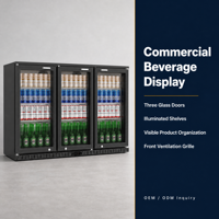 Mini-réfrigérateur commercial 3 portes à contrôle numérique, économe en énergie, monotempérature, sans givre, à refroidissement par air, pour comptoir/table