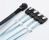 Kabel Fanout SFF 8643 ke 4 SATA 7 Pin 12Gbps HD Mini SAS Kabel Server Internal untuk Pengontrol RAID Penyimpanan HDD SSD