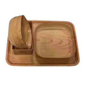 Plato de escupir hueso cuadrado de grano de madera de melamina de estilo chino, bandeja de pastel de frutas secas, utensilios para servir y servir - Product Image 1