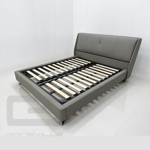 Gainsville ריהוט איטלקי יוקרתי עור מודרני מסגרת מיטה בגודל מלא קינג פלטפורמה מרופדת