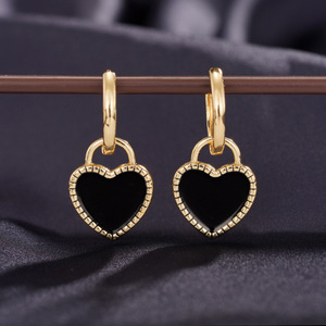 Orecchini Pendenti a Cuore in Smalto Romantici per Donne, Elegante Regalo di San Valentino, Gioielli alla Moda - Product Image 1