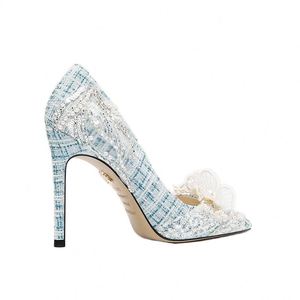 Zapatos de Novia de Cristal de Alta Calidad con Tacón de Aguja, Decoración de Perlas y Diamantes de Imitación, Cierre Deslizante, para Todas las Temporadas - Product Image 5