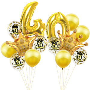 Corona per adulti palloncino di coriandoli di <span class=keywords><strong>un</strong></span> <span class=keywords><strong>anno</strong></span> set di 16 pezzi in oro forniture per decorazioni per feste di <span class=keywords><strong>compleanno</strong></span> coriandoli di paillettes - Product Image 6