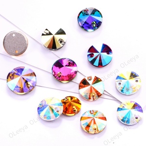 Cristales de Estrás Redondos Biselados 5A de Fábrica Oleeya, Forma Rivoli, Coloridos, para Coser, Cristal AB, Planos, para Ropa y Manualidades - Product Image 5