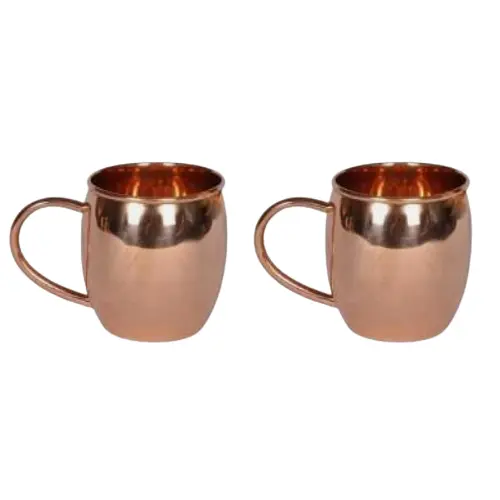 2つの光沢のある磨かれた銅のマグカップのセット最も人気のあるデザイン毎日の使用クラッシュアイスドリンクサーブのためのジュレップカップ金属飲用ガラス