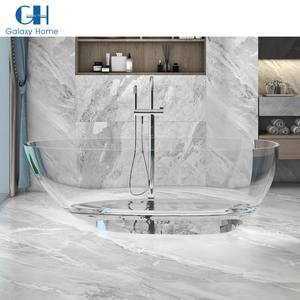 Vasca da Bagno Trasparente Autoportante in Resina di Pietra, Fondo Piatto, Superficie Solida, Vasca in Resina Ambrata, Vasca in Resina Pura - Product Image 4