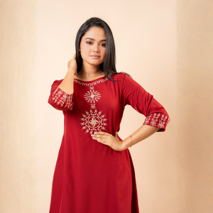 Vestido Midi de Georgette Duradero con Bordado y Dobladillo Asimétrico para Mujer, Ropa al por Mayor para Boutiques - Product Image 1