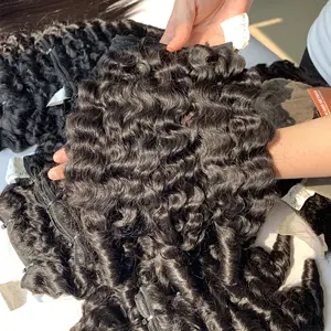 Machine Weft Burmese Funmi Curly Natural Color Hair Extensions Bulk Sale Virgin Hair Beauty And Personal Care