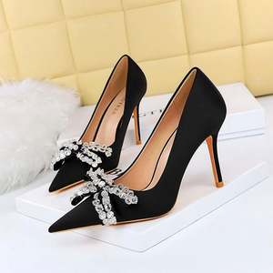 Women's High <strong>Heel</strong> Stiletto Pumps Bow Rhinestone Buckle <strong>Sandals</strong> Wedding Dressy Shoes - Product Image 5