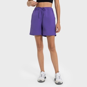 Shorts de sport pour femmes, taille haute, leggings de course, doublure élastique, cordon de serrage, entraînement sportif - Product Image 1