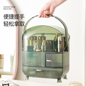 Boîte de rangement cosmétique de luxe 18L avec tiroirs, couvercle translucide, organiseur de maquillage, design moderne minimaliste - Product Image 2